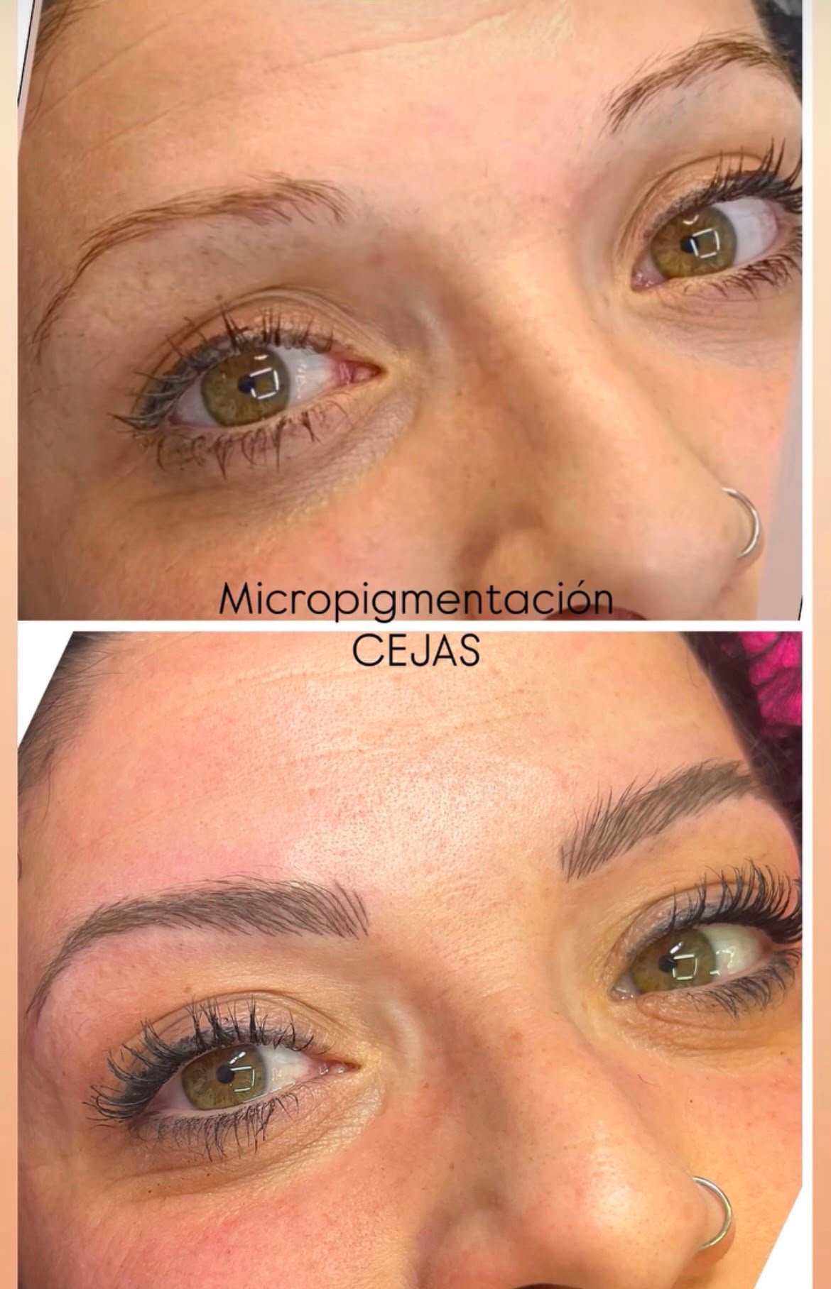 Micropigmentación de cejas definidas, antes y después